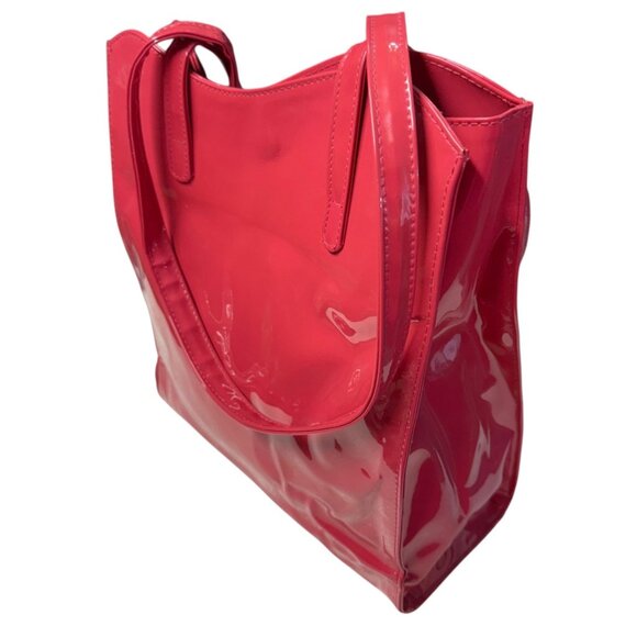 Nina Ricci Deci Dela Red Patent Tote Bag With .17 Fl Oz Mini Perfume Vtg 1994 - Picture 3 of 16
